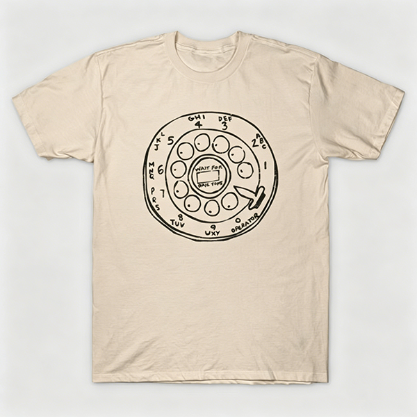 Vintage Rotary Phone Dial Pattern T-Shirt--VINT007