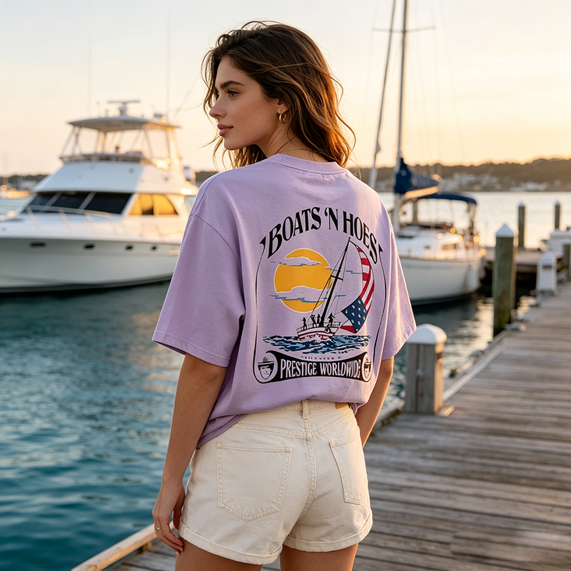 Boats N Hoes Vintage Sailing T-Shirt, Nautical American Coastal Graphic Tee