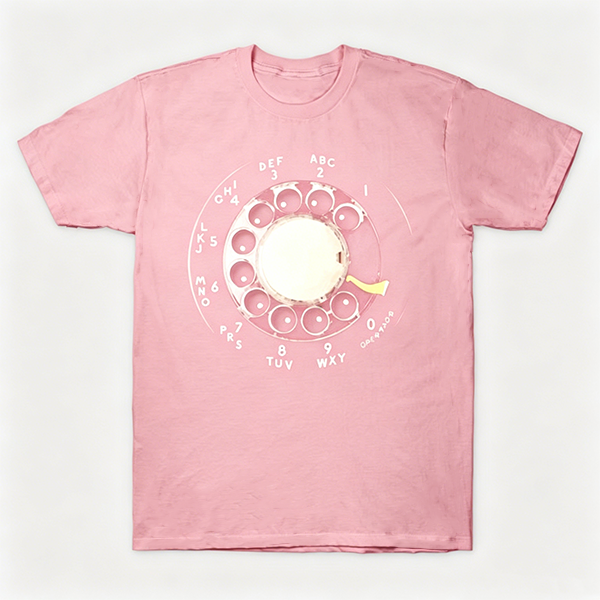 Vintage Rotary Phone Dial Pattern T-Shirt--VINT004
