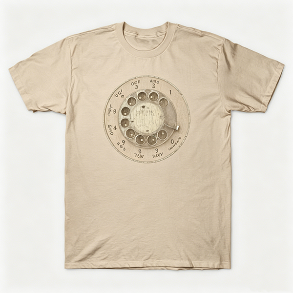 Vintage Rotary Phone Dial Pattern T-Shirt--VINT028