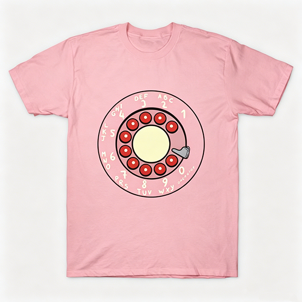 Vintage Rotary Phone Dial Pattern T-Shirt--VINT044