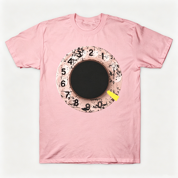 Vintage Rotary Phone Dial Pattern T-Shirt--VINT010