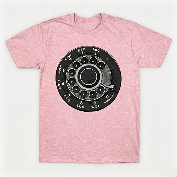 Vintage Rotary Phone Dial Pattern T-Shirt--VINT049