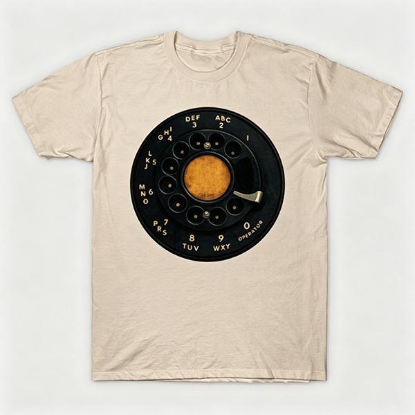 Vintage Rotary Phone Dial Pattern T-Shirt--VINT022