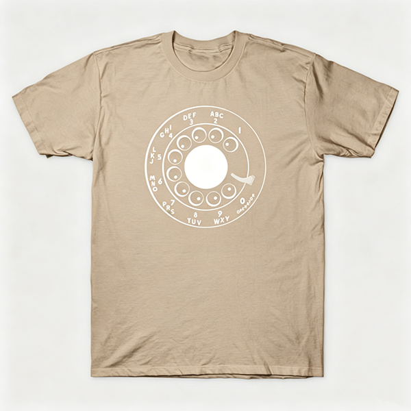 Vintage Rotary Phone Dial Pattern T-Shirt--VINT009