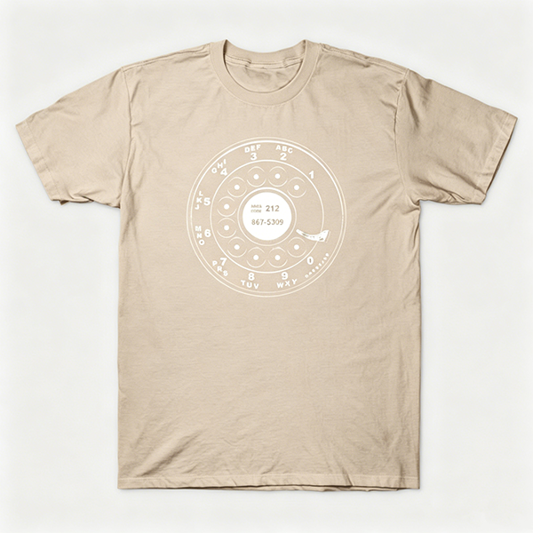 Vintage Rotary Phone Dial Pattern T-Shirt--VINT008