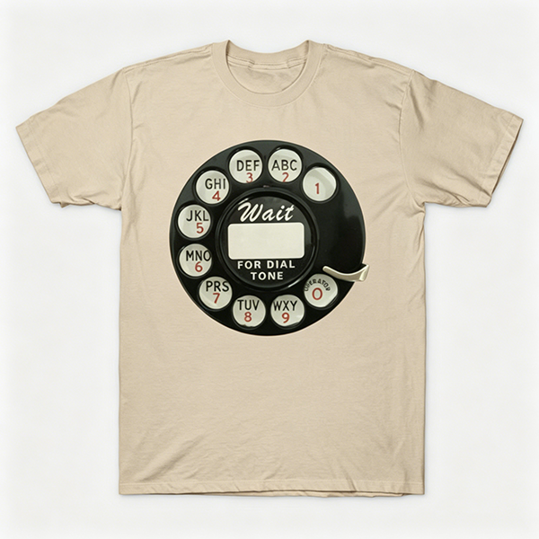 Vintage Rotary Phone Dial Pattern T-Shirt--VINT017