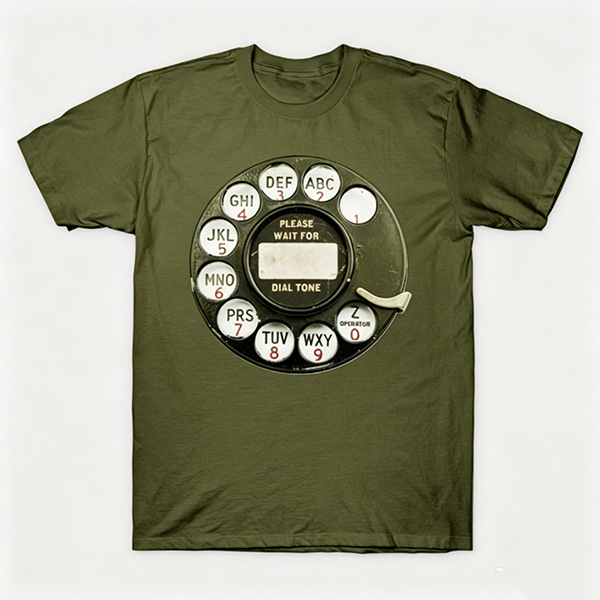 Vintage Rotary Phone Dial Pattern T-Shirt--VINT029