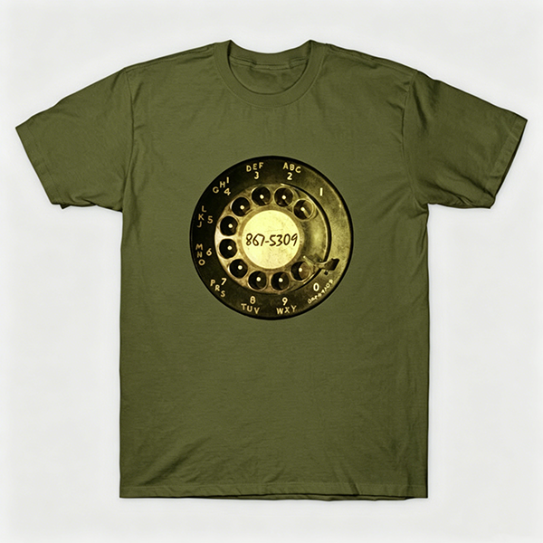Vintage Rotary Phone Dial Pattern T-Shirt--VINT021