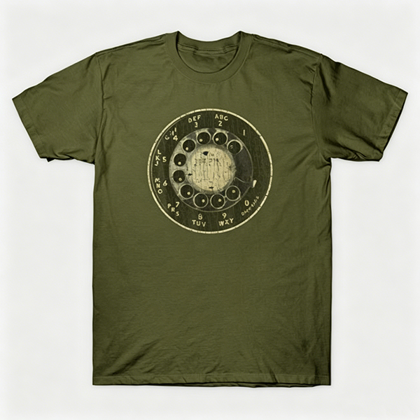 Vintage Rotary Phone Dial Pattern T-Shirt--VINT028