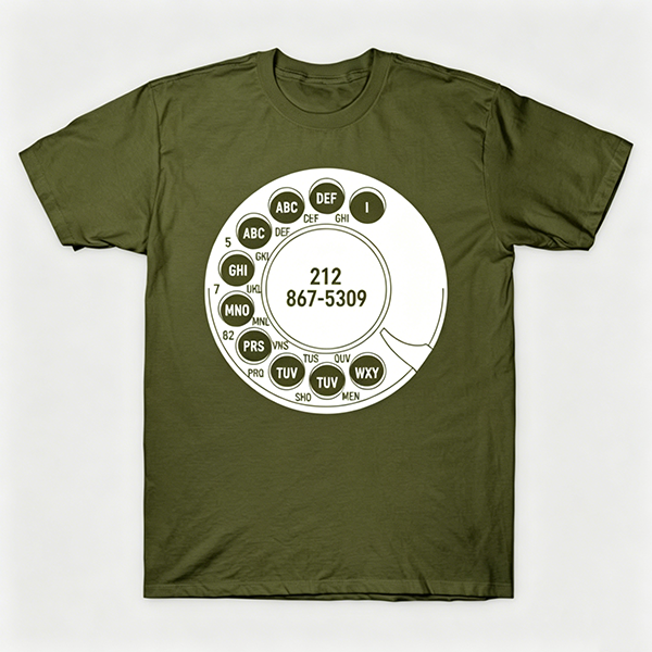 Vintage Rotary Phone Dial Pattern T-Shirt--VINT019