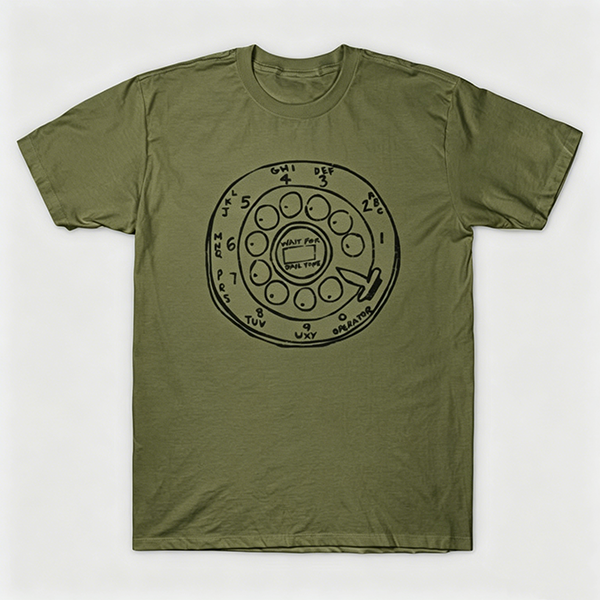 Vintage Rotary Phone Dial Pattern T-Shirt--VINT007