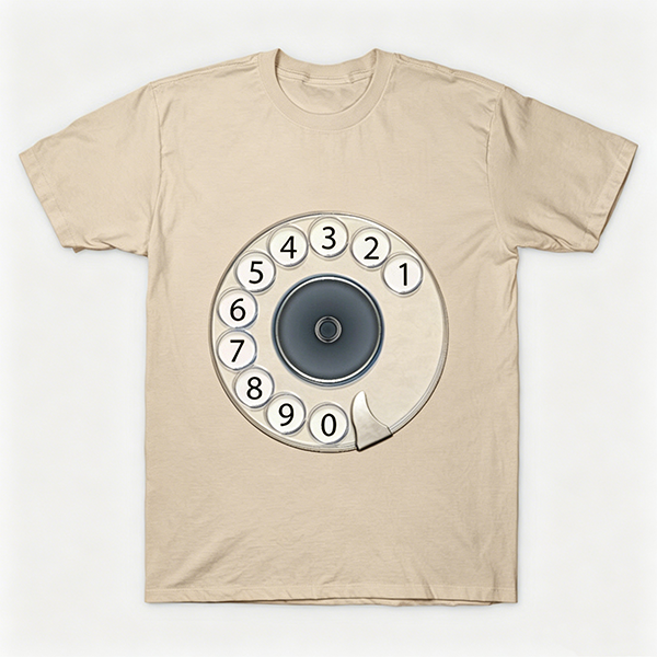 Vintage Rotary Phone Dial Pattern T-Shirt--VINT012