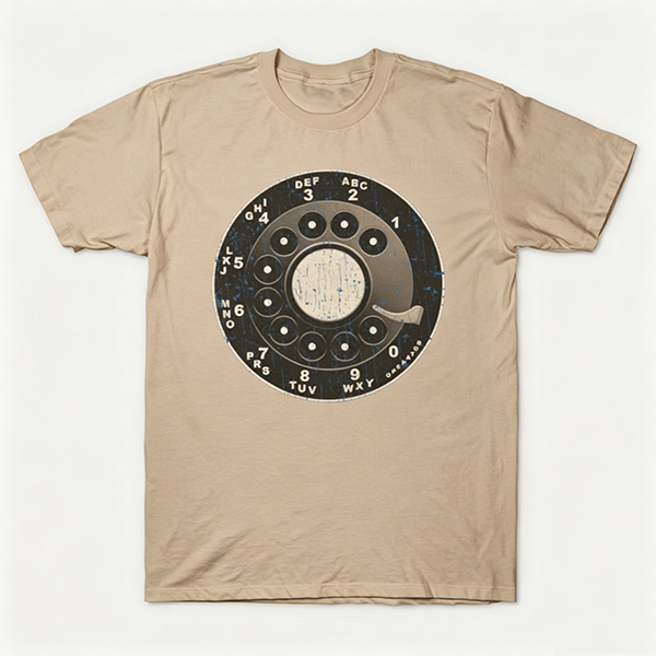 Vintage Rotary Phone Dial Pattern T-Shirt--VINT055
