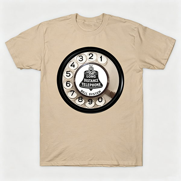 Vintage Rotary Phone Dial Pattern T-Shirt--VINT041