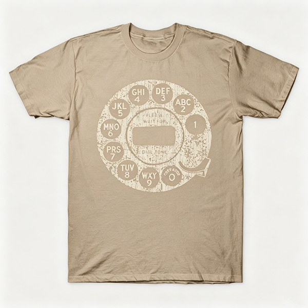 Vintage Rotary Phone Dial Pattern T-Shirt--VINT039