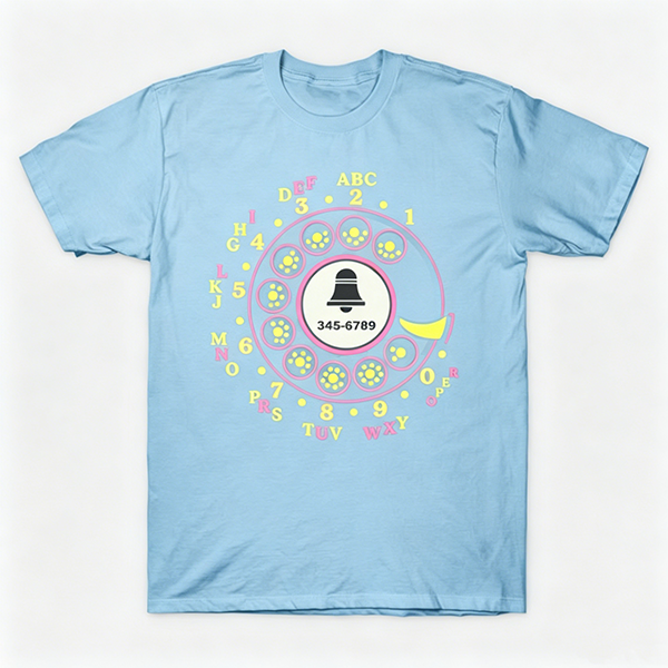 Vintage Rotary Phone Dial Pattern T-Shirt--VINT025