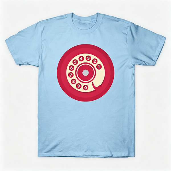 Vintage Rotary Phone Dial Pattern T-Shirt--VINT032