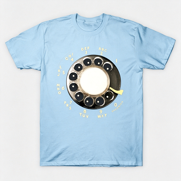 Vintage Rotary Phone Dial Pattern T-Shirt--VINT011