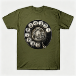Vintage Rotary Phone Dial Pattern T-Shirt--VINT038
