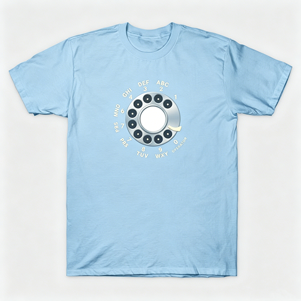 Vintage Rotary Phone Dial Pattern T-Shirt--VINT024