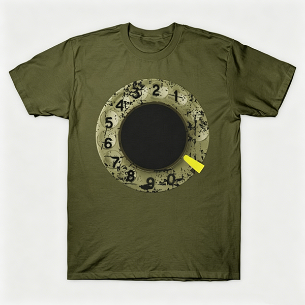 Vintage Rotary Phone Dial Pattern T-Shirt--VINT010