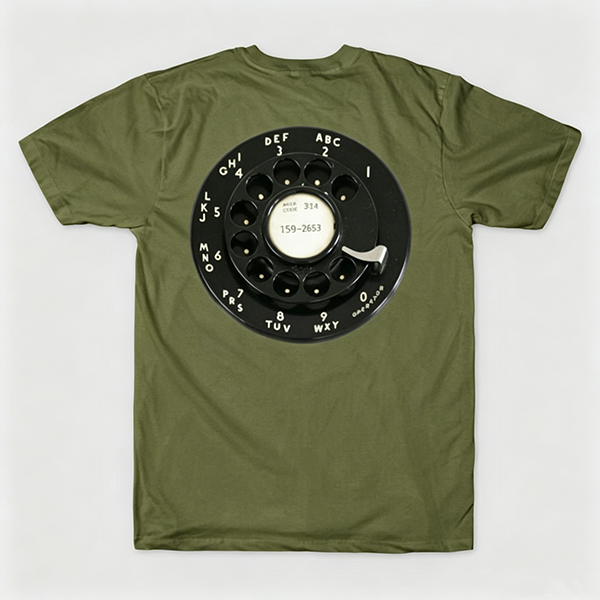 Vintage Rotary Phone Dial Pattern T-Shirt--VINT048