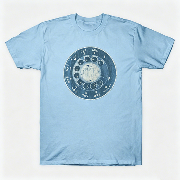 Vintage Rotary Phone Dial Pattern T-Shirt--VINT028
