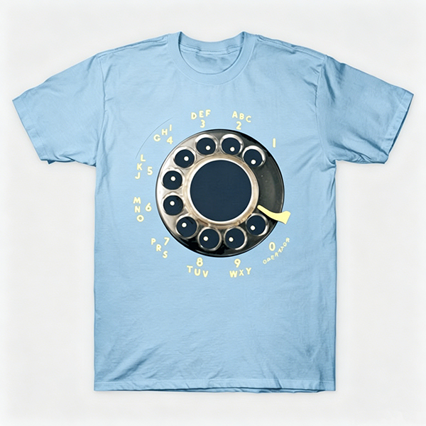 Vintage Rotary Phone Dial Pattern T-Shirt--VINT018