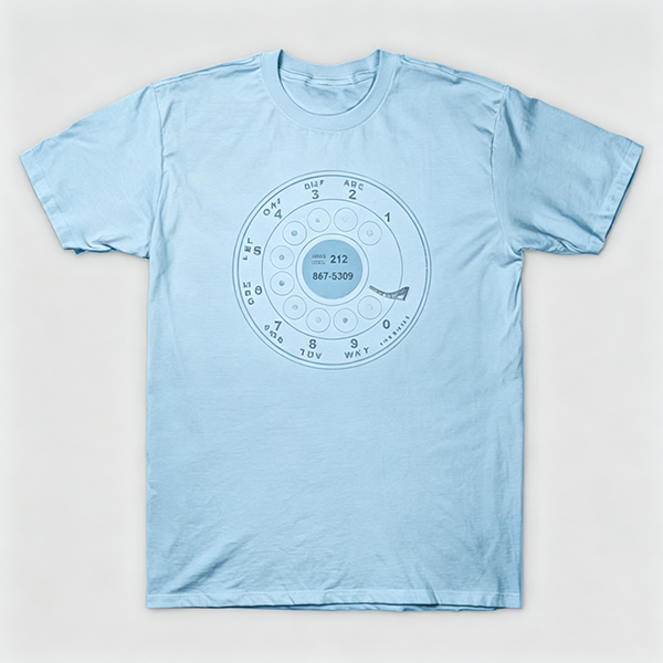 Vintage Rotary Phone Dial Pattern T-Shirt--VINT008
