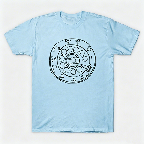 Vintage Rotary Phone Dial Pattern T-Shirt--VINT007
