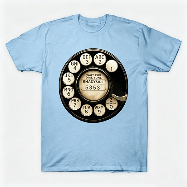 Vintage Rotary Phone Dial Pattern T-Shirt--VINT031