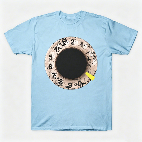 Vintage Rotary Phone Dial Pattern T-Shirt--VINT010