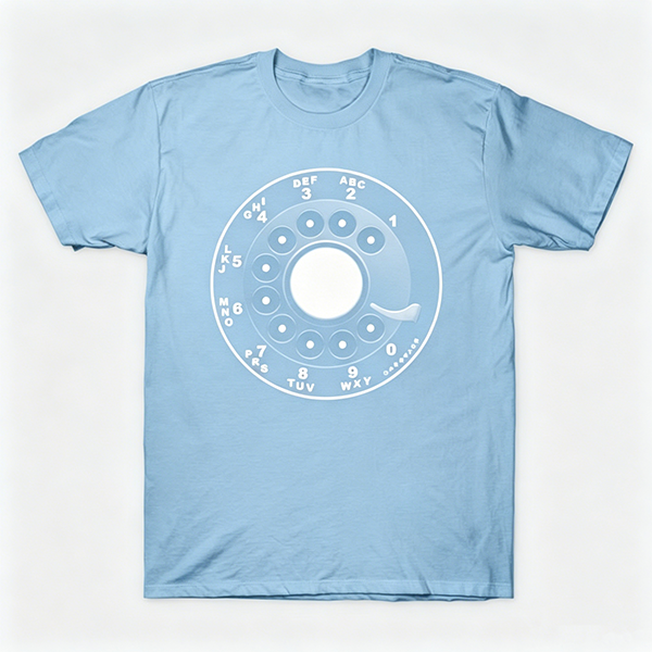 Vintage Rotary Phone Dial Pattern T-Shirt--VINT053