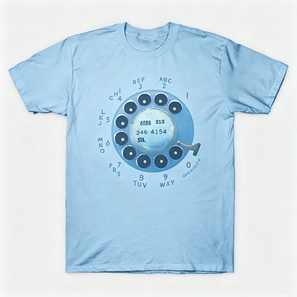 Vintage Rotary Phone Dial Pattern T-Shirt--VINT040