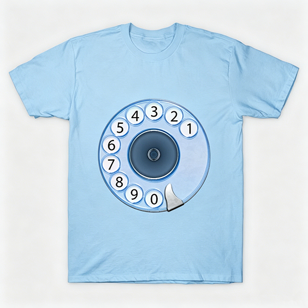 Vintage Rotary Phone Dial Pattern T-Shirt--VINT012