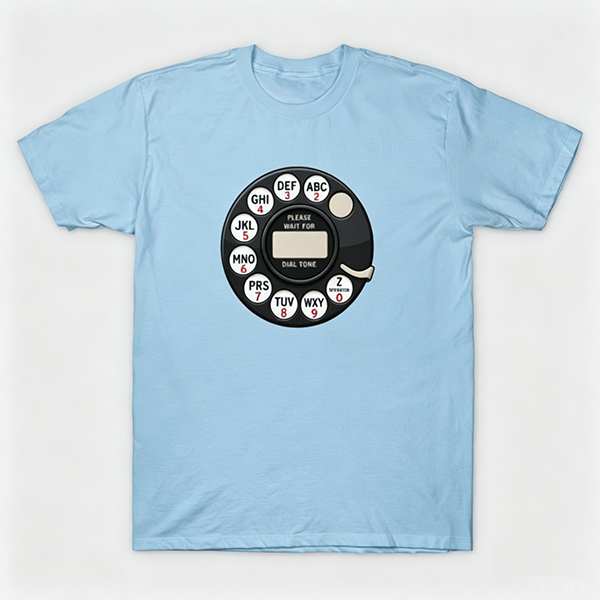 Vintage Rotary Phone Dial Pattern T-Shirt--VINT045