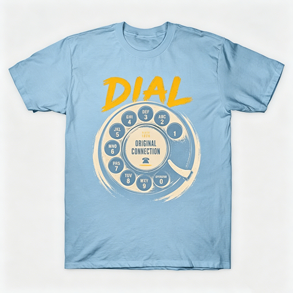 Vintage Rotary Phone Dial Pattern T-Shirt--VINT043