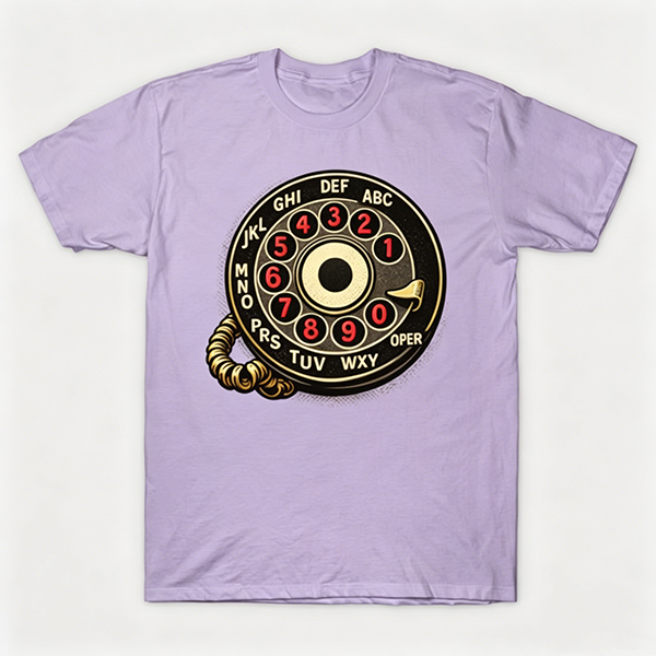 Vintage Rotary Phone Dial Pattern T-Shirt--VINT033