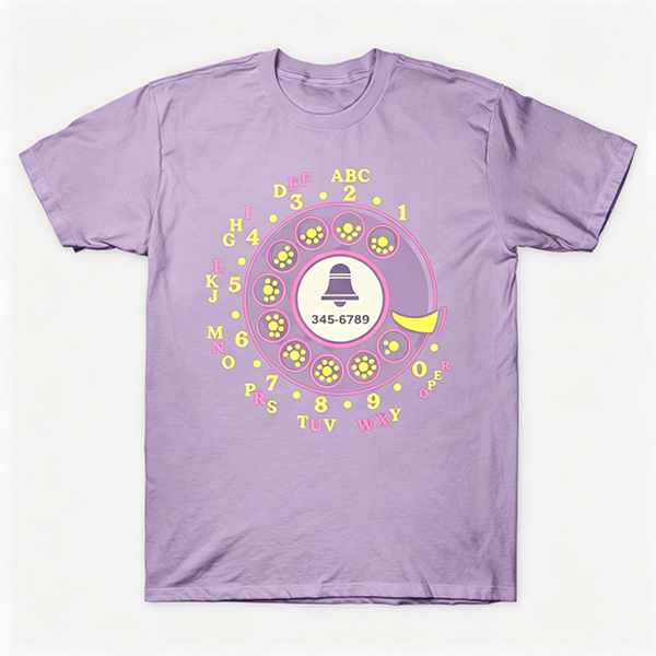 Vintage Rotary Phone Dial Pattern T-Shirt--VINT025