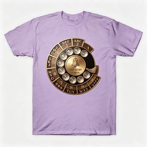 Vintage Rotary Phone Dial Pattern T-Shirt--VINT023