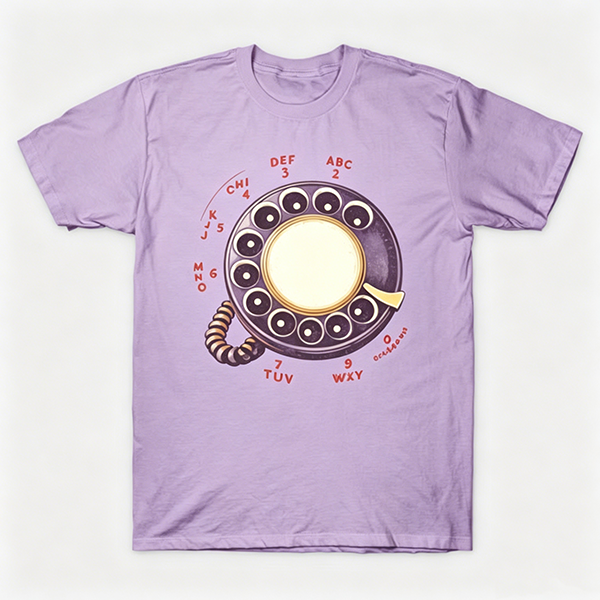 Vintage Rotary Phone Dial Pattern T-Shirt--VINT030