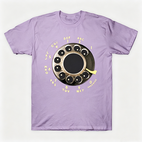Vintage Rotary Phone Dial Pattern T-Shirt--VINT018