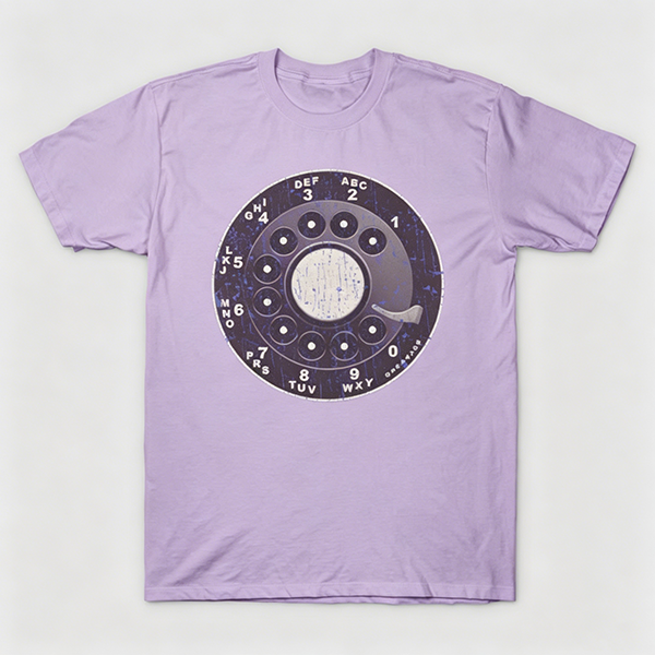 Vintage Rotary Phone Dial Pattern T-Shirt--VINT055