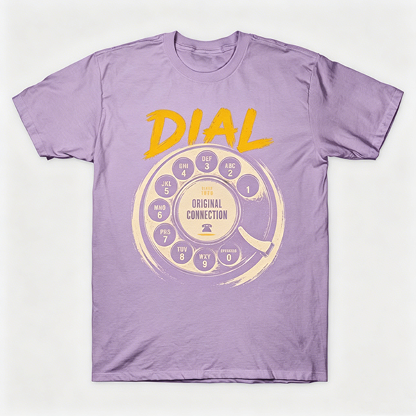 Vintage Rotary Phone Dial Pattern T-Shirt--VINT043