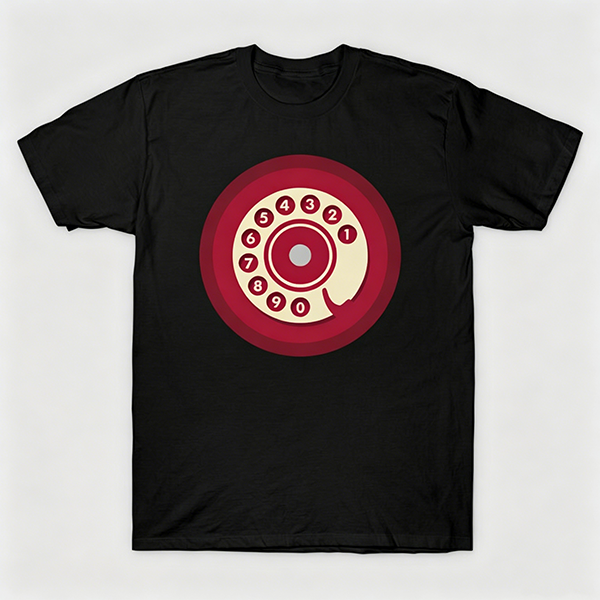 Vintage Rotary Phone Dial Pattern T-Shirt--VINT032