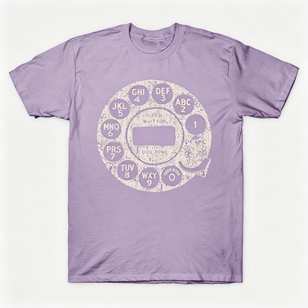 Vintage Rotary Phone Dial Pattern T-Shirt--VINT039