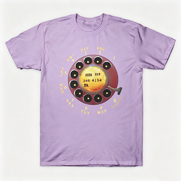Vintage Rotary Phone Dial Pattern T-Shirt--VINT040