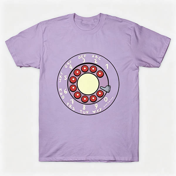 Vintage Rotary Phone Dial Pattern T-Shirt--VINT044