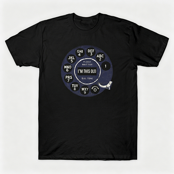 Vintage Rotary Phone Dial Pattern T-Shirt--VINT016